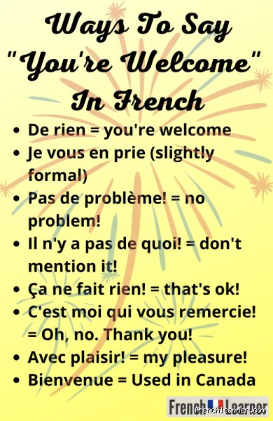 What do French people say instead of "You're welcome"?