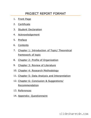 What is the proper format for a project report?