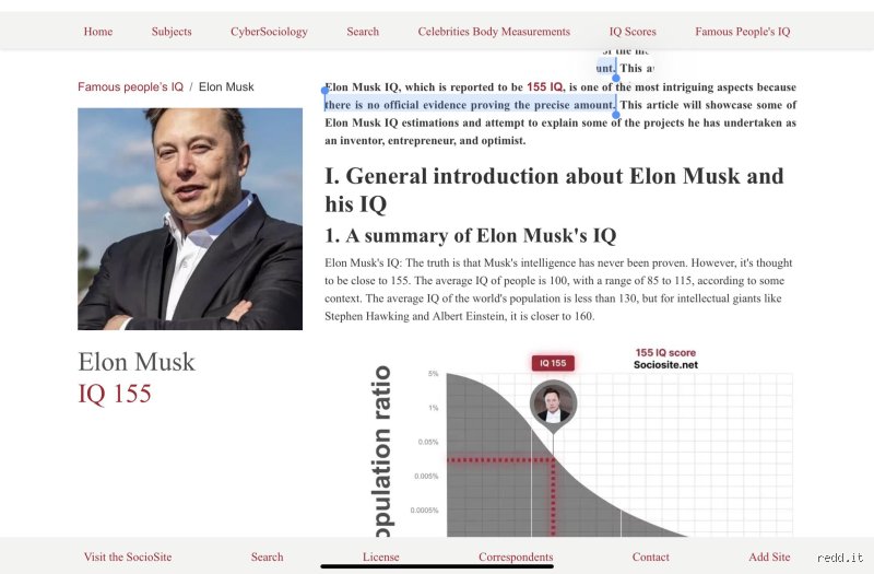 What is the IQ of elon musk?