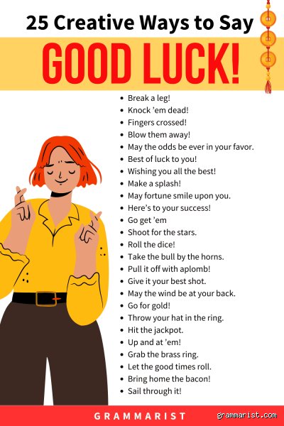 How do you say good luck in a special way?