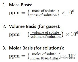 Is ppm a volume or something else entirely when measuring gases and liquids?