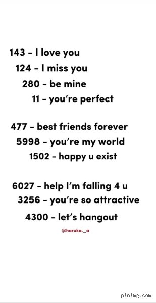 Does 124 mean I miss you?