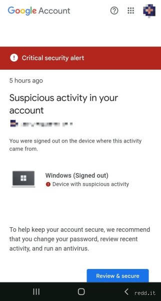 How can I check for suspicious activity on my Google Account?